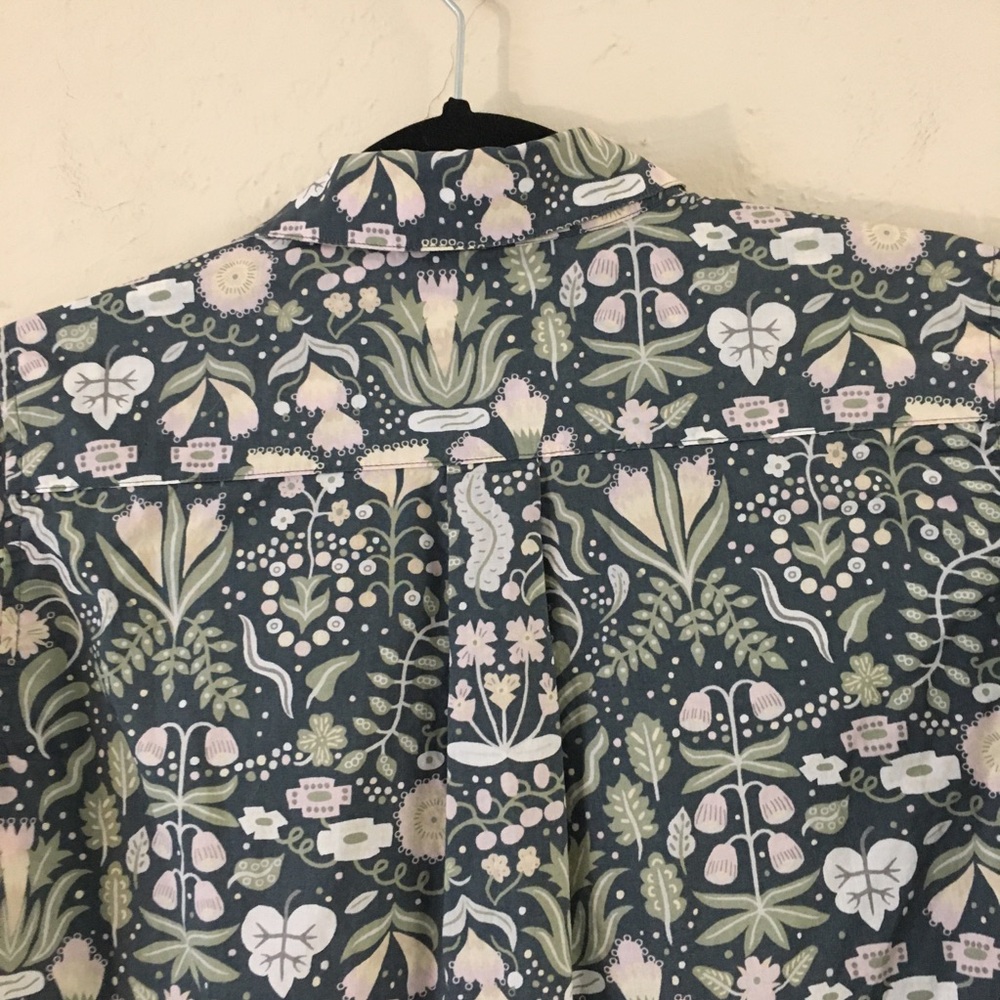 Brooks Brothers 100% Cotton Button Down Blouse Floral Paisley 0 Green Pink - Picture 9 of 10
